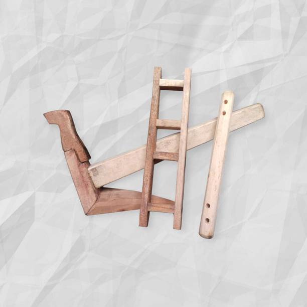 DEEPAK Mini Wooden Hal (Plough) Model – Rural Agricultural Tool Replica Decorative Showpiece  -  10 cm