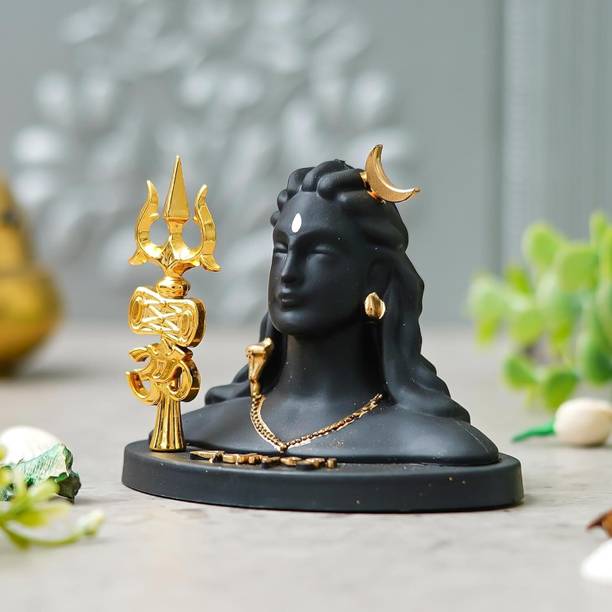 ZenCrafts Premium Adiyogi Shiva Statue with Trishul for Home and Car Dashboard Decorative Showpiece  -  11.5 cm