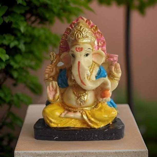 salvusappsolutions Marble Ganesh Ji Idol: Divine Symbol of Blessings (Multicolor_2x2.5 Inch) Decorative Showpiece  -  6 cm