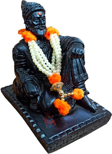 S A Gifts Chhatrapati Shivaji Maharaj Black Statue Maharashtra Freedom Warrior Shivaji Decorative Showpiece  -  9 cm