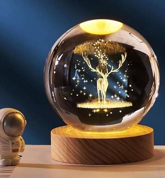 Radhe Krishna NIGHT LIGHT 3D CRYSTAL LAMP DEER FOR HOME,BALCONY,OFFICE,CAR,GIFT FOR GIRLS,BOYS Decorative Showpiece  -  7 cm