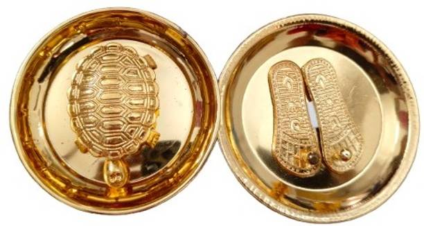 wiffo Tortoise/Turtle/Kachua and Shree Maa Lakshmi Footsteps Charan Paduka Decorative Showpiece  -  8 cm