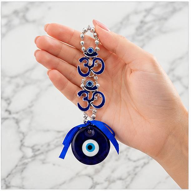 AirSoft Nazar Battu Evil Eye Hanging Charm Blue for Car Door Home Decor Gift Decorative Showpiece  -  16 cm