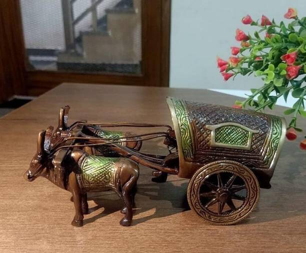 Sunpic Vintage Bullock Cart Decor Piece, Indian Bailgadi Decorative Showpiece  -  9 cm