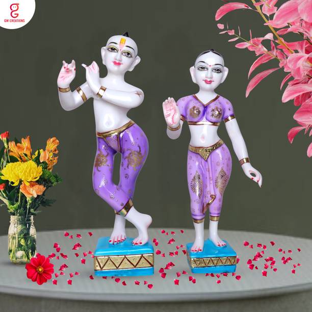 GW Creations Jugal Jodi 18-Inch Marble Statue | Elegant Pooja Room & Home Decor Idol डेकोरेटिव शोपीस  -  44 cm