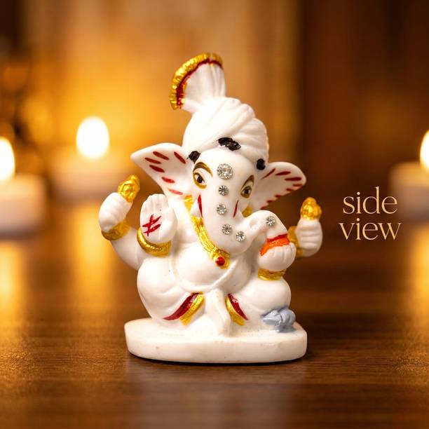 SBBCO White Ganesh Idol Decorative Showpiece  -  6 cm