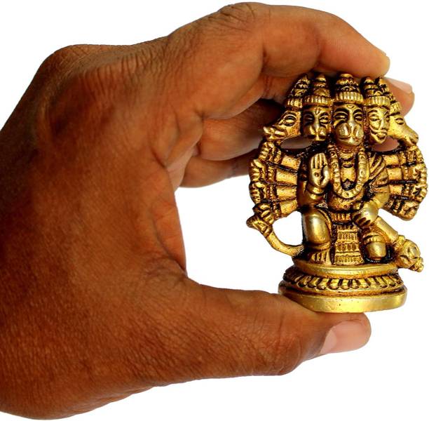 Chkoteravatiya ashvadhatu material Small Brass Hanuman ji Idol 2.5 inches Decorative Showpiece  -  6 cm