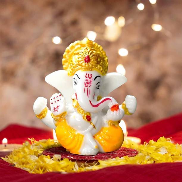 SVGG DECORS Handcrafted Ganesh Idol for Car Dashboard | Show Pieces & Home Décor Statue Decorative Showpiece  -  6 cm