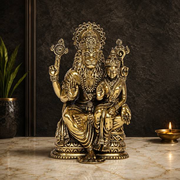 TAPAS HOMES Brass Lakshmi Narasimha Idol 4 Inch | Premium Fine Quality Brass Decorative Showpiece  -  10 cm