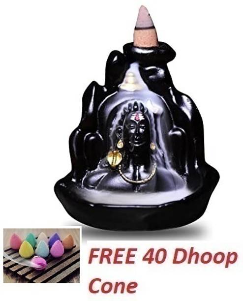reeldot Lord Adiyogi Shiva Idol Statue Pack of 1 With Free 40 Cone Decorative Showpiece  -  13 cm