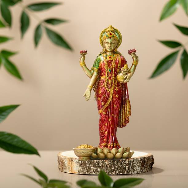 Miss Peach Elegant Resin Laxmi Showpiece For Home Decor Show pieces Gift Items living room Decorative Showpiece - 25.5 cm