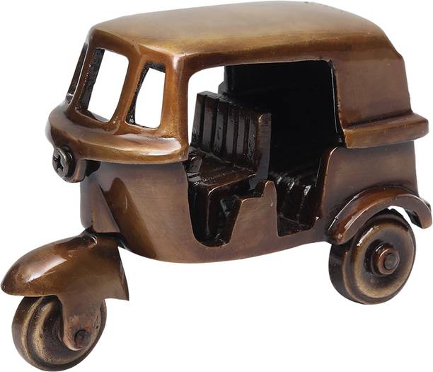 Shreeyash Vintage Style Brass Auto Rickshaw Miniature Decor Statue, 415 gm Decorative Showpiece  -  6.3 cm