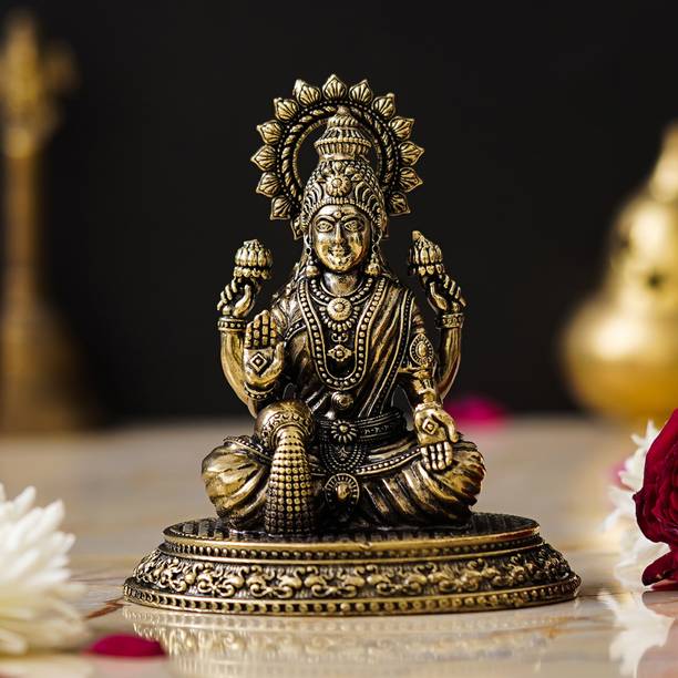 shyam antique creation Goddess Lakshmi Ji Sitting Murti Maa Laxmi Idol Statue for Home Diwali Puja Decorative Showpiece  -  9.525 cm