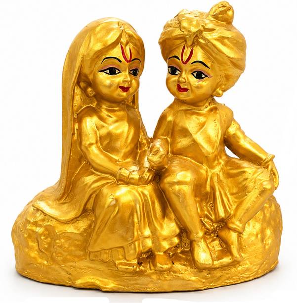 GUPTAS CREATION Radha Krishna In gold Decorative Showpiece - 10 cm