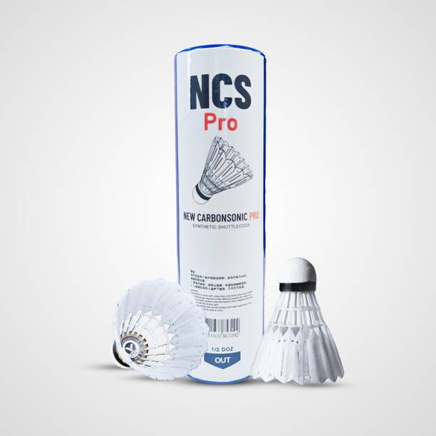 VICTOR NCS PRO Shuttles| Future of Premium synthetic badminton shuttlecock (Pack of 6) Feather Shuttle  - White