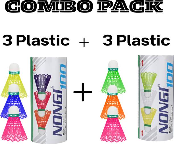 Nongi 2 BOX Badminton Plastic Shuttlecock For Indoor and Outdoor Shuttle Sports Plastic Shuttle  - Multicolor