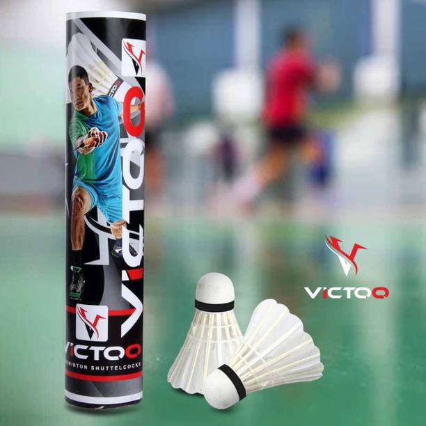 VICTOO SPORTS Pro Feather Shuttlecock Pack of 10 Feather Shuttle  - White