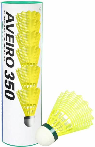 Aveiro Nylon plastic shuttlecock pack of 6 Feather Shuttle Nylon Shuttle  - Green