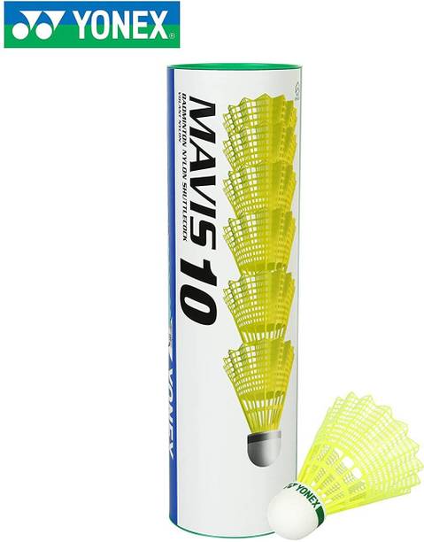 YONEX Mavis 10 Shuttle Cock (Yellow) - Green Cap(1 Tube / 6 ) Nylon Shuttle  - Yellow