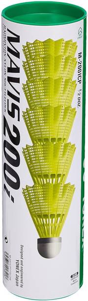 YONEX Shuttle Mavis 200i Green Cap Nylon Shuttle - Yellow नायलॉन शटल  - पीला