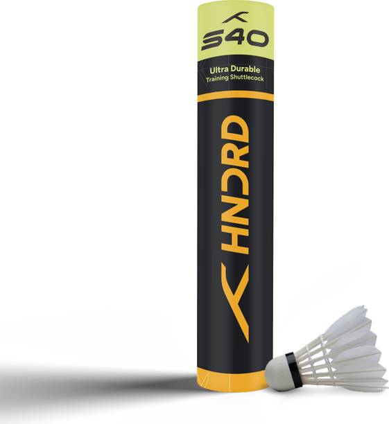 Hundred S40 Feather Shuttlecock | Pack of 12 | Premium Goose Feather | Speed 76 Feather Shuttle  - White