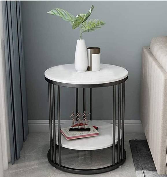 TRADITIONALCRAFT Round End Table with Wooden top, Sofa Side Table Coffee Table Metal Frame Metal Side Table