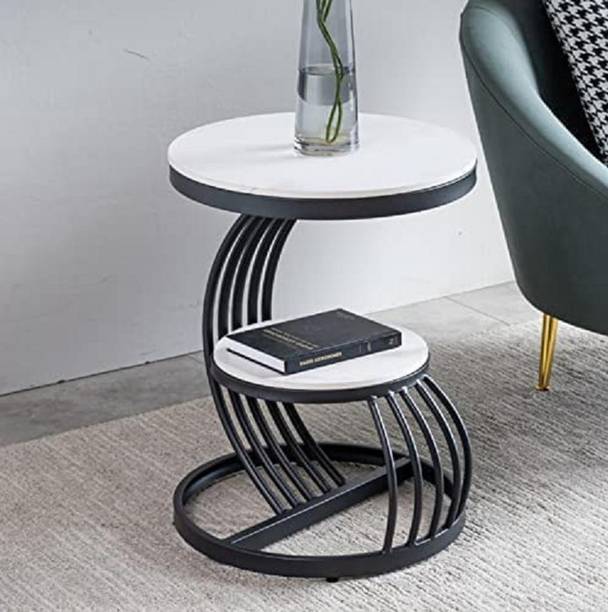 Musa Kazim Handicrafts Wooden & Iron Bedside Table/Iron Farme Wooden top Coffee Table Engineered Wood Bedside Table