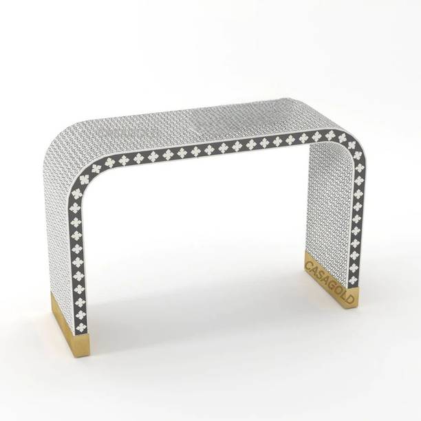 JODHA Bone Inlay Geometric Floral Solid Wood Console Ta...