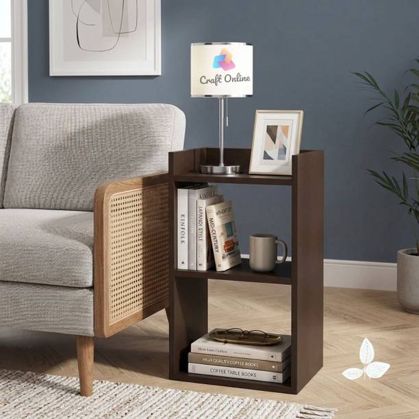 CraftOnline Side Table, Engineered Wood, 3-Tier Open Shelves Engineered Wood End Table