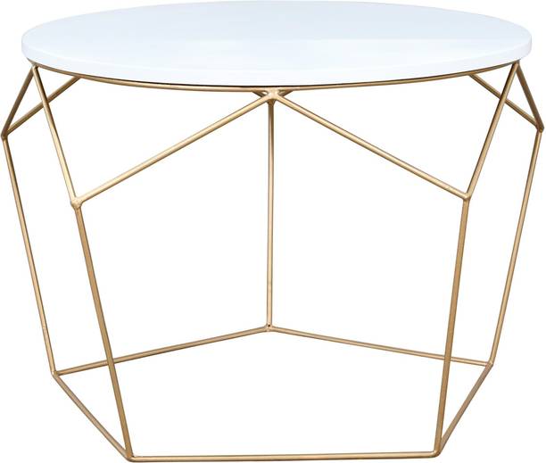 PRITI Iron Wooden Modern Multicolour Morgan Coffee Side Table End Table for Living Room, Wood Finish,Golden Engineered Wood Side Table