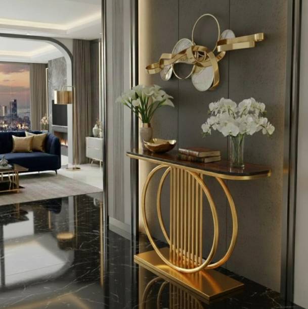 gifto shoppee Metal Iron Console Table|Entryway Hall Table|Wood Top Sofa Table for Living Room Metal Console Table