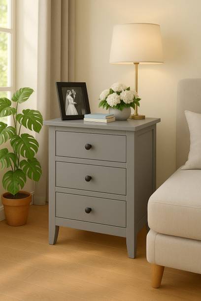 UrbonArts 3 Drawer Nightstand for Bedroom & Living Room Solid Wood Bedside Table