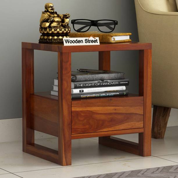 Wooden Street Bryson Bedside Table/End Table/Side Table for Bedroom/Living Room Solid Wood Bedside Table