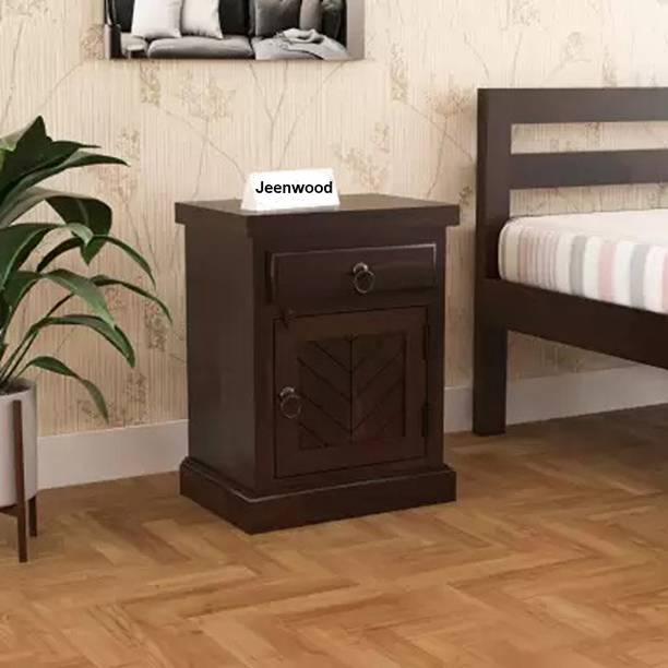JeenWood Solid Wood Bedside Table