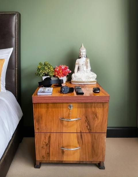 Ajanta Furniture house LUXURY WOODEN SIDE TABLE WITH LOCK AND DRAWER Engineered Wood Bedside Table