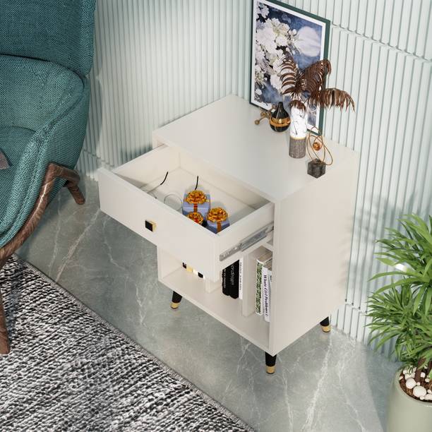 Hexa Red Bed Side Table with 1-Drawer, Nightstand, Bedrooms, Storage Cabinet Engineered Wood Bedside Table