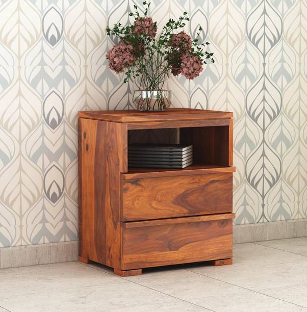 Shubhankar Art Solid Wood Side Table | Bedside Table with Drawer & Shelf Solid Wood Bedside Table