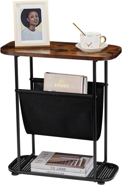 Indian Decor 44613 Side Table for Small Spaces - Slim End Table with Magazine Holder Metal Side Table
