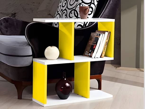 Artival Crafts Engineered Wood S Shape Bedside Table, NightStand (Blue & Black) Engineered Wood Bedside Table