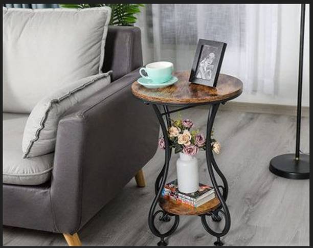 Unique Arts Shoppee Round Modern Marble Design Coffee Table for Living Room Metal Side Table