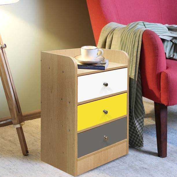 KAWACHI Home Bedroom Sofa Side End Bed Side Table Storage Cabinet with 3 Drawers Engineered Wood Bedside Table
