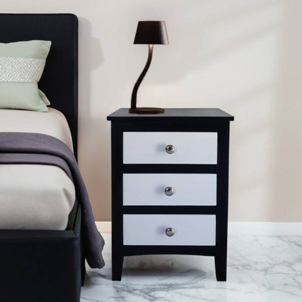 TRUE FURNITURE Sheesham Wood 3 Drawer Bed Side Table, Night Stand Table Solid Solid Wood Side Table