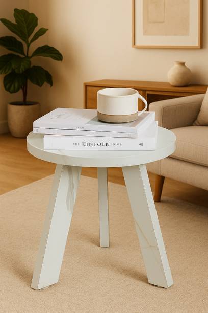 NE Furniture Mid-Century Modern Round Wooden Accent Stool Engineered Wood Side Table