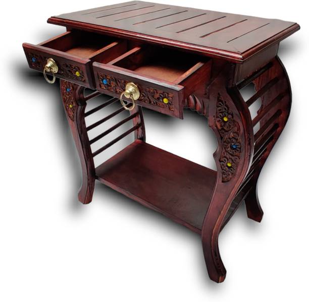 manzees Wooden Rosewood Bedside Table | Side Table with 2 Drawers | Multipurpose Table Solid Wood Bedside Table