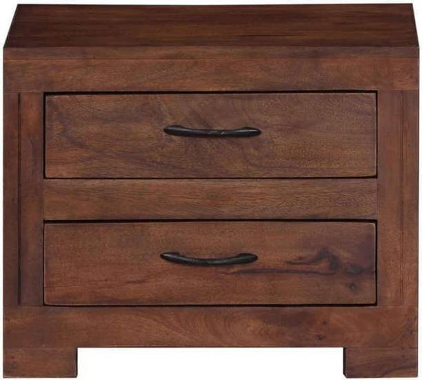 Mira Living 2 Drawer Solid Wood Side Table For Small Space Storage End Table Solid Wood Side Table