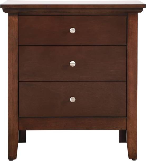 UNITEK FURNITURE Solid Sheesham Wood Bedside Table with 3 Drawers Wooden Side End Tables Night Stand for Home Living Room Bedroom - Cappuccino Finish Solid Wood End Table