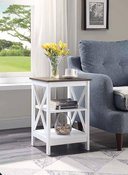 PRITI Convenience Concepts Oxford End Table, Driftwood/White Engineered Wood End Table