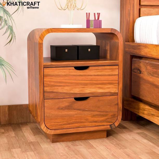 Khaticraft Pure Sheesham Wood Bedside Table/Wooden Sofa Side Table For Home Solid Wood Bedside Table