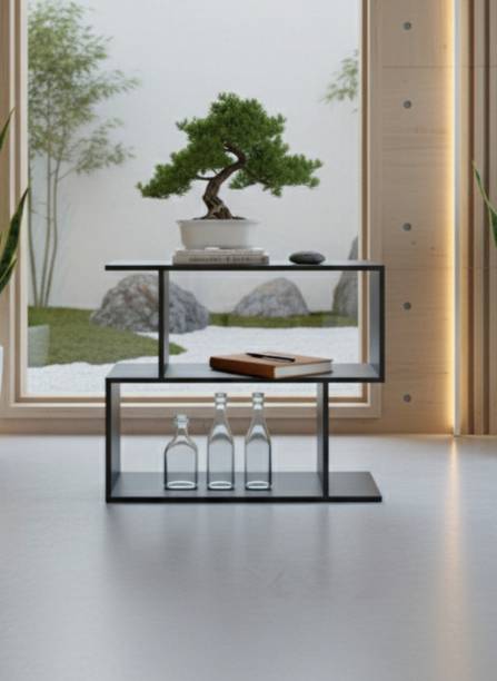 Home Makeover Group S-Shape Modern Bedside Table with Open Shelf Storage for Small Spaces Engineered Wood Bedside Table