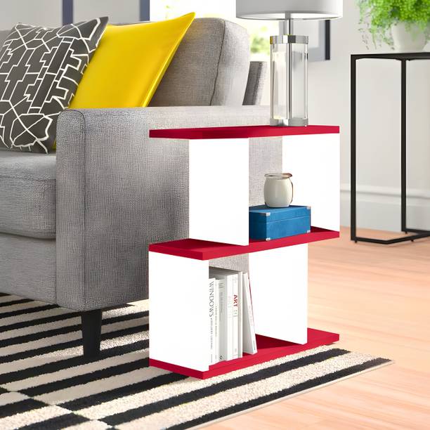 Artoval Crafts Engineered Wood S Shape Bedside Table, NightStand (Blue & Black) Engineered Wood Side Table